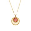 Hollow Sector Pendant Stainless Steel Gold Plated Necklace