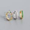 S925 Silver Geometric Circle Single-row Drilled Metallic Ear Clip Silver Stud Earrings