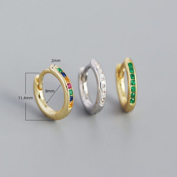 S925 Silver Geometric Circle Single-row Drilled Metallic Ear Clip Silver Stud Earrings