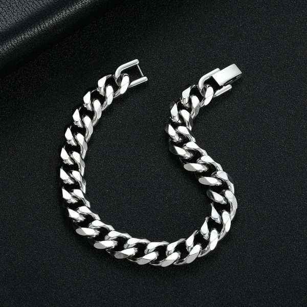 Thick Type Simplicity Stainless Steel Polished Buckle Bracelet