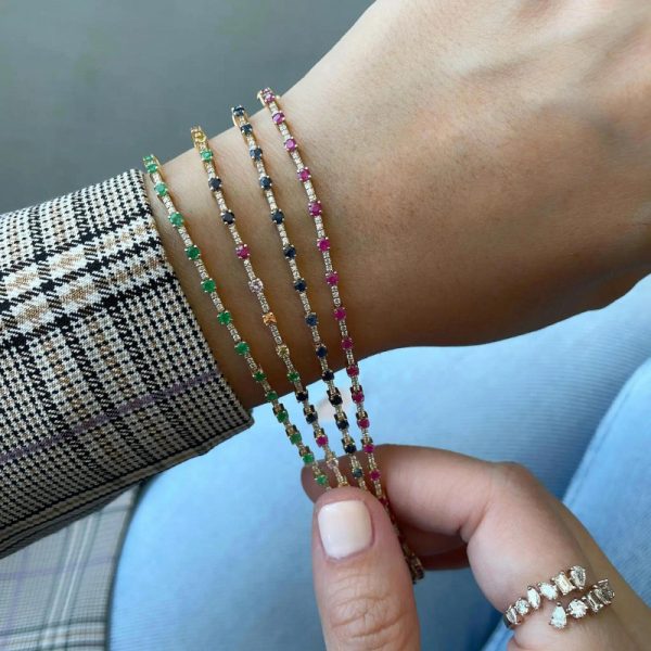 Geometric CZ Tennis Bracelet For Women Paved Different Shape