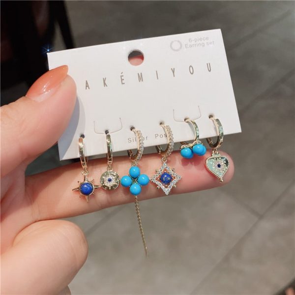 Girly Earrings Micro-Set Turquoise Petite Stars