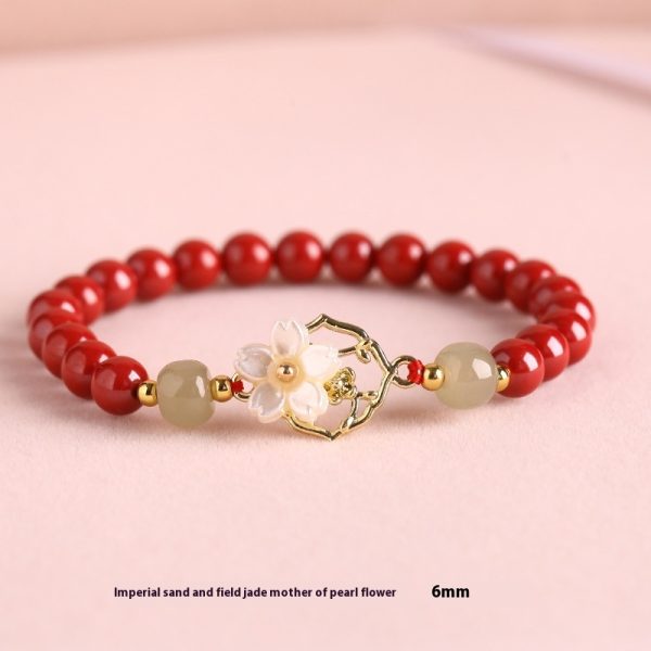 Natural Hetian Jade White Butterfly Bells Of Ireland Sinology Bracelet