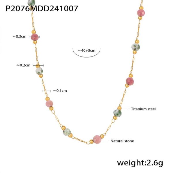 Ferris Wheel Ins Blue Gold Natural Stone Handmade Beaded Clavicle Necklace