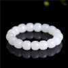 White Jade Barrel Beads Men's And Women's Bracelet