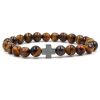 Agate Jewelry Tigereye Matte Stone Black Magnet Cross Bracelet