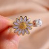 Micro Inlaid Zircon Rotatable Pearl Paint Ring