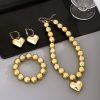Simplicity And Exaggeration Personality Geometry Round Bracelet Love Heart Necklace Suit