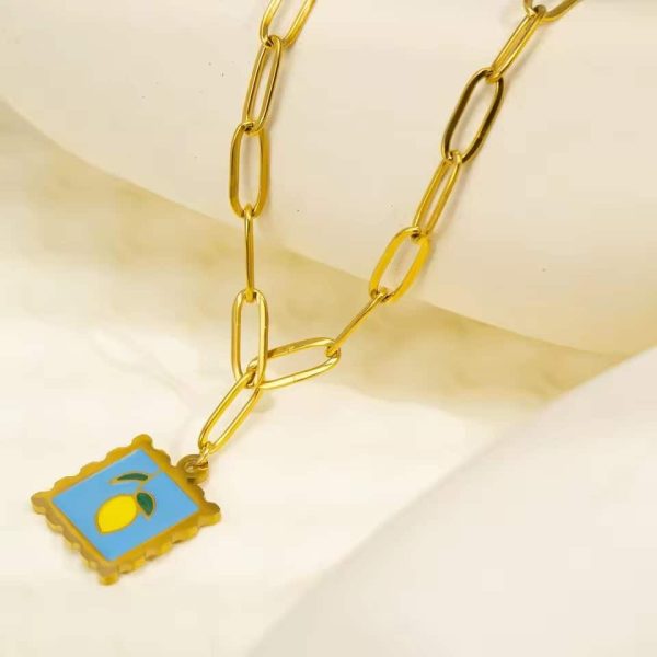 Fruit Plant Jade Necklace Pendant Gold Plated Color Retention 18K