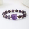 Natural Stone Cat Head Bracelet Gray Moonlight