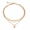 Stainless Steel Rhinestone Four Eight-pointed Stars Pendant Three-layer Necklace