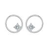 S925 Sterling Silver Circle Hollow Diamond Stud Earrings
