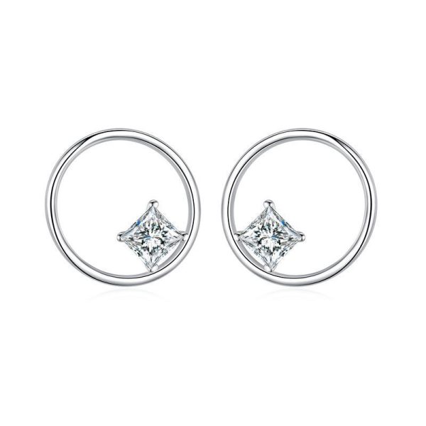 S925 Sterling Silver Circle Hollow Diamond Stud Earrings