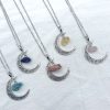 Moon Natural Stone Crystal Necklace Female Personality Retro Jewelry
