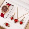 6pcs Set Ladies New Belt Quartz Watch Diamond Jewelry Suit