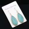 Natural Stone Semi-precious Stone Flat Drop-shaped Semi-precious Stone Eardrops 22x45mm
