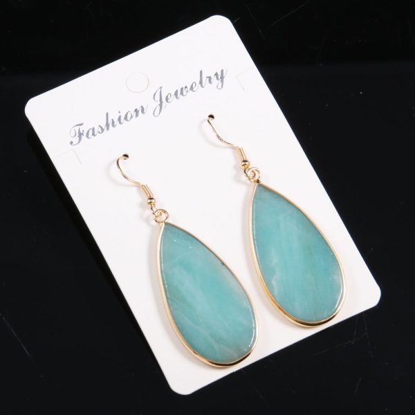 Natural Stone Semi-precious Stone Flat Drop-shaped Semi-precious Stone Eardrops 22x45mm