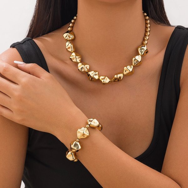 Retro Exaggerated Irregular CCB Beaded Necklace Personality