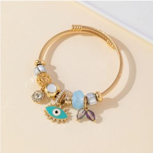 Multi-Element Stainless Steel Copper Alloy Beaded Bracelet