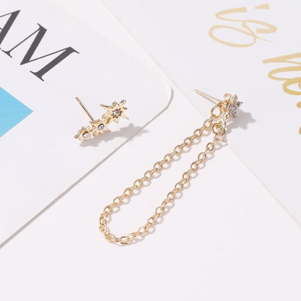 Personality Diamond Star Set Earrings Women Fashion Tassels
