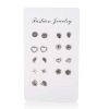 Women's Fashion Love Wings Flower Earrings 9 Piece Set