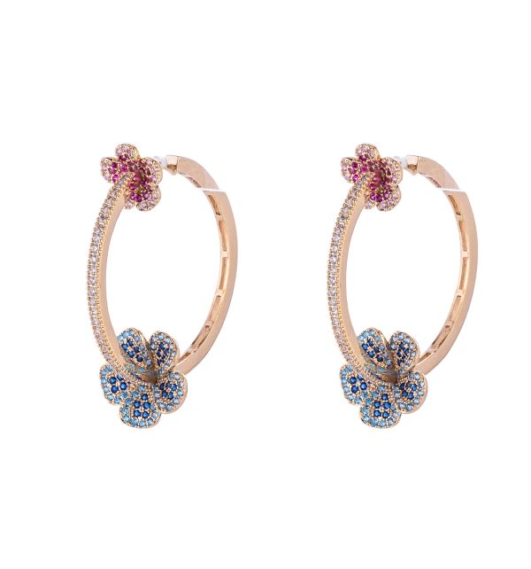 Heavy Industry Circle Colorful Flower Micro-inlaid Ear Ring