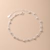 925 Sterling Silver Interval Round Beads Double-circle Anklet Female