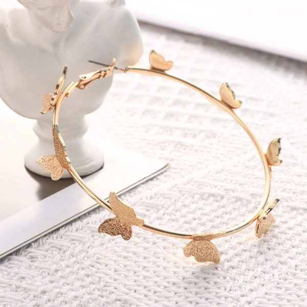 Exaggerated Frosted Butterfly Circle Earrings Street Shooting Super Fairy Stereo