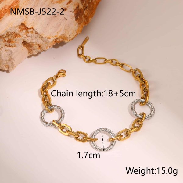 European And American Fashion Gold And Silver Color Matching Stainless Steel Necklace Bracelet High Sense Titanium Steel No Fading