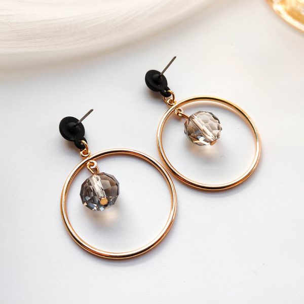 Geometric Circle Crystal Pendant Earrings Personality Earrings Women