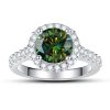 1 Karat Round Bag Color Moissanite Women's Ring