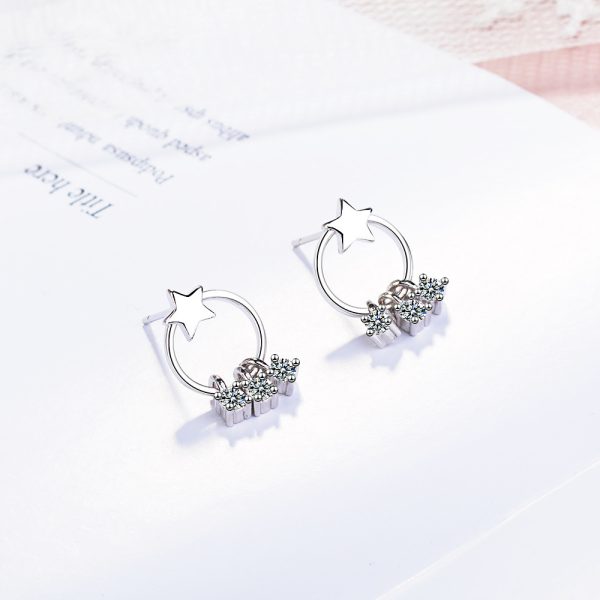New Style Circle Star Tassel Earrings Female Zircon