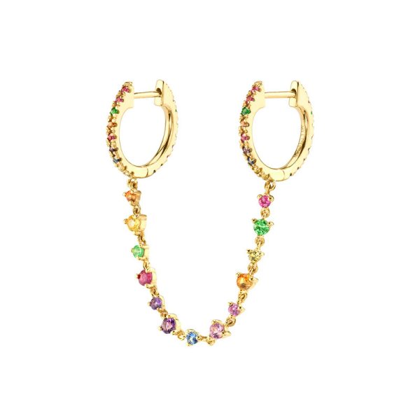 Silver Needle One Piece Diamond Earrings Double Circle Fashion Trend