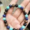 Tiger Eye Volcano Stone Orchid Pine Matte Blue Gold Stone Bracelet