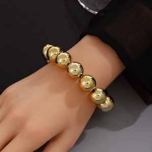 Simplicity And Exaggeration Personality Geometry Round Bracelet Love Heart Necklace Suit