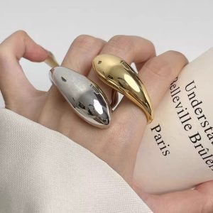 Simple Glossy Metal Water Drop Opening Light Luxury High-grade Double Ring