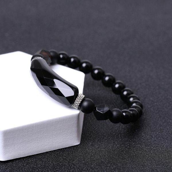 Black Agate Diamond-shaped Cut Bracelet For Women