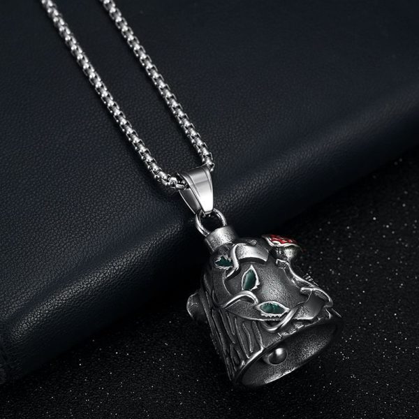 Titanium Steel Vintage Polished Double-sided Epoxy Rose Motorcycle Riding Lucky Bell