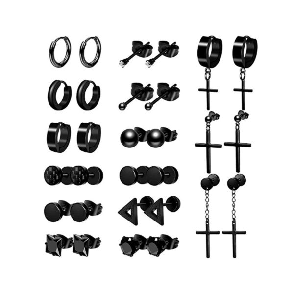 Dumbbell Style Earrings Set Stainless Steel