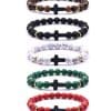 Natural Stone Cross Beaded Bracelet