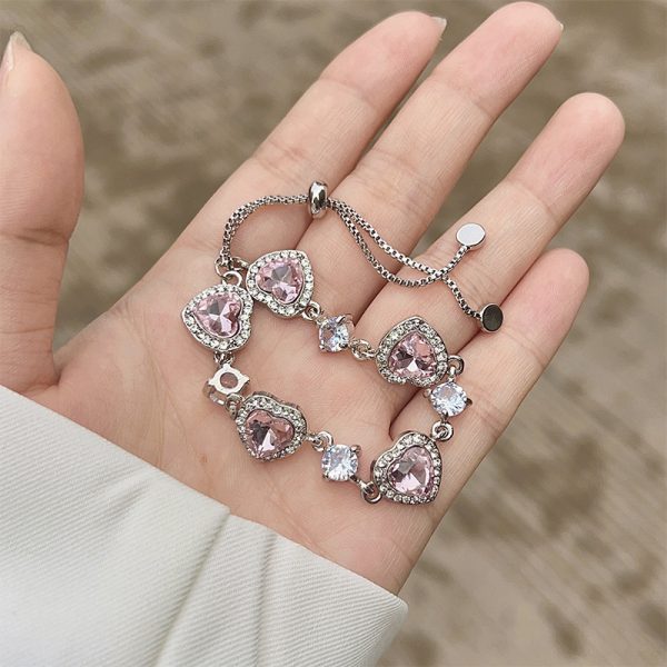 Loving Heart Zircon Pull-out Bracelet Light Luxury Minority Design