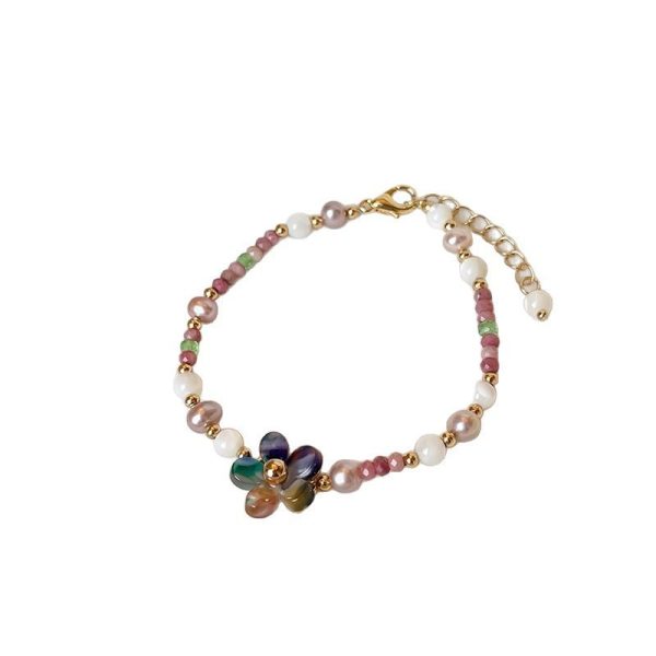 Women's Colorful Flower Pearl Bracelet
