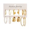 6 Pairs Simple C- Type Metal Twist Earrings Set