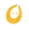 Simple Pure Color Handmade Beaded Necklace Earrings Ethnic Style Jewelry Set