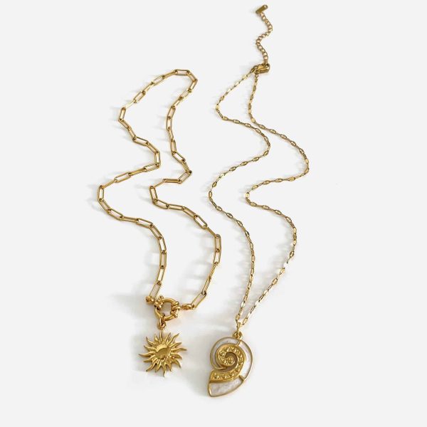 Fashion Titanium Steel SUNFLOWER Conch Fashion All-match Women's Necklace