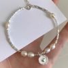 925 Silver Heart-shaped Broken Silver Pearl Bracelet