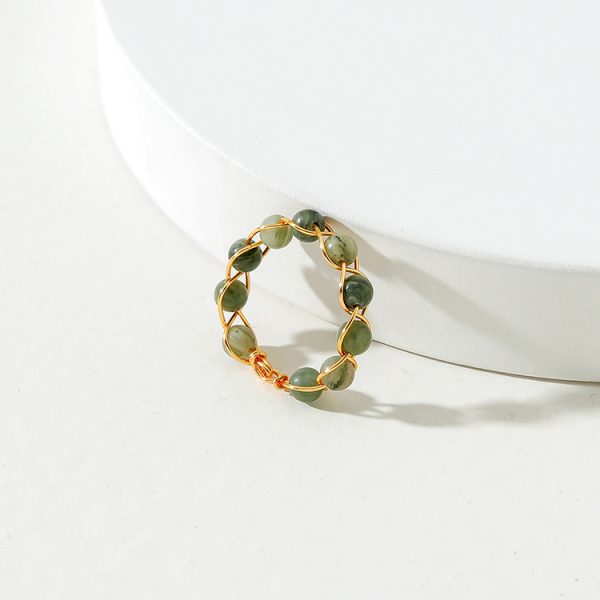 Jewelry Copper Wire Wrapped Stone Bead Ring
