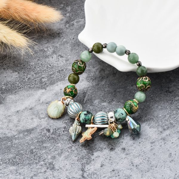 National Style Black Natural Stone Shell Beach Bracelet Jewelry