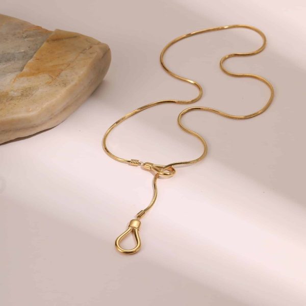 Ins European And American Stainless Steel 18K Gold Plated Adjustable Long Sweater Chain