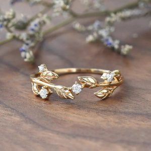 Female Flower And Branch Winding Pastoral Style Simple Ring